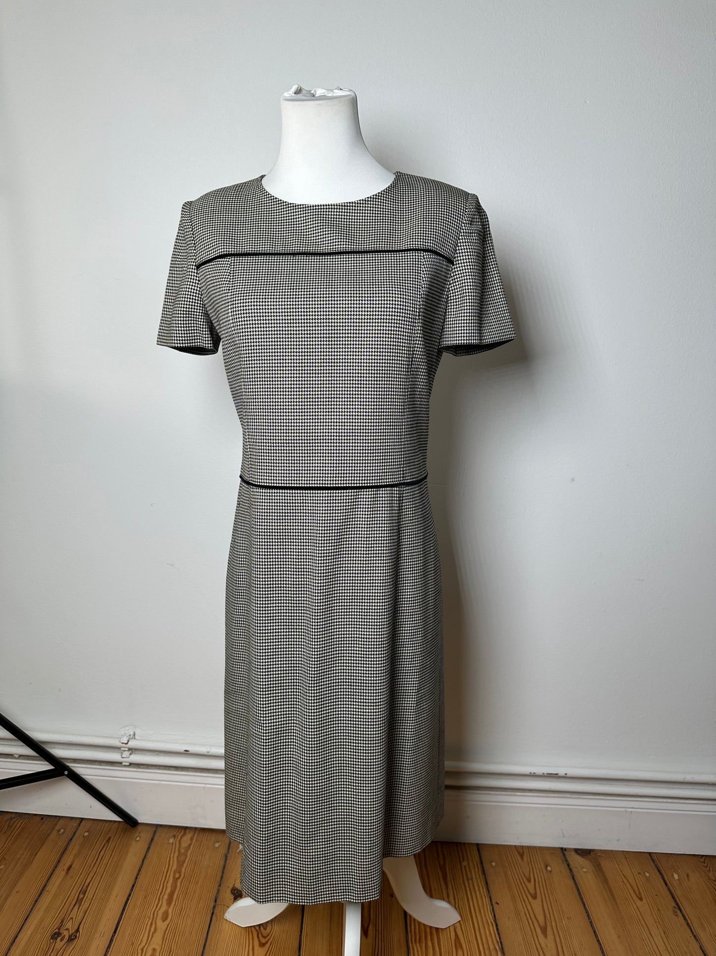 Vintage Courreges Checked Dress Black White M