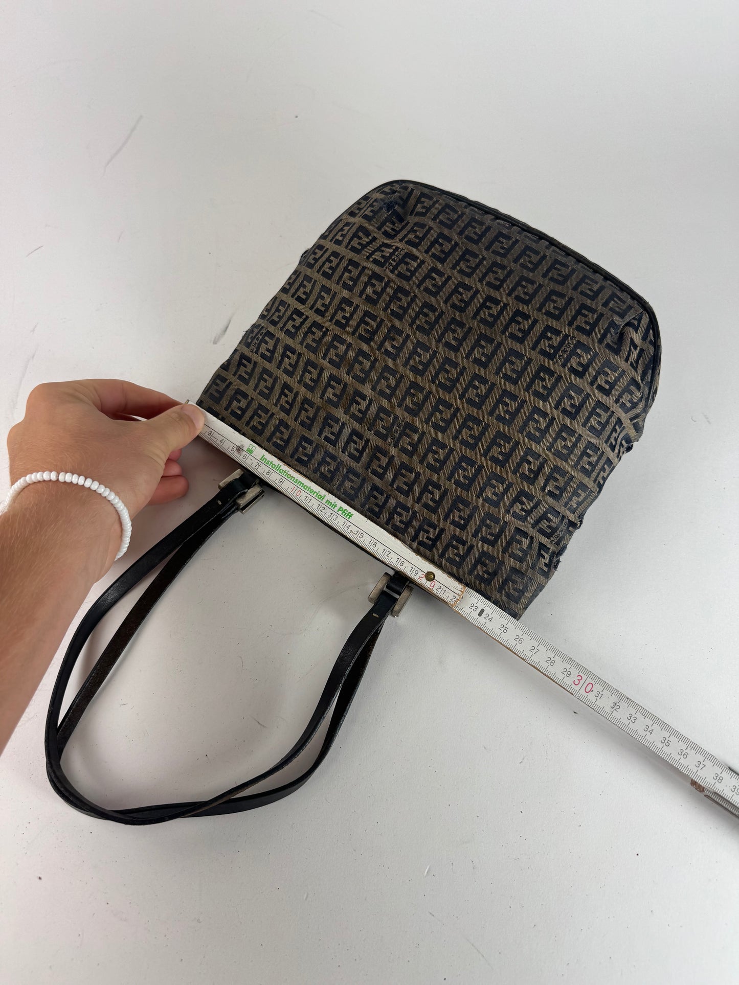 Vintage Fendi FF monogram leather Canvas Bag black brown