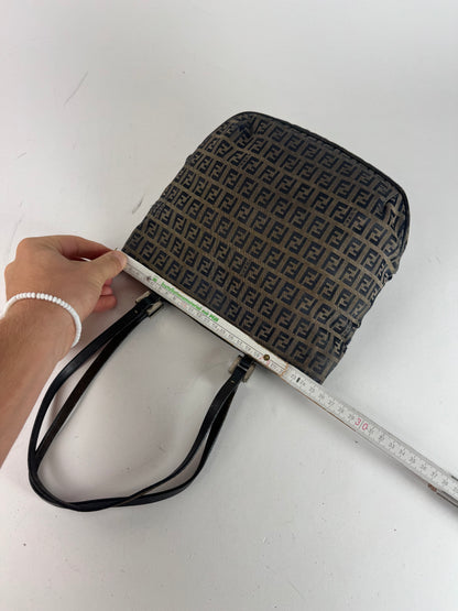 Vintage Fendi FF monogram leather Canvas Bag black brown