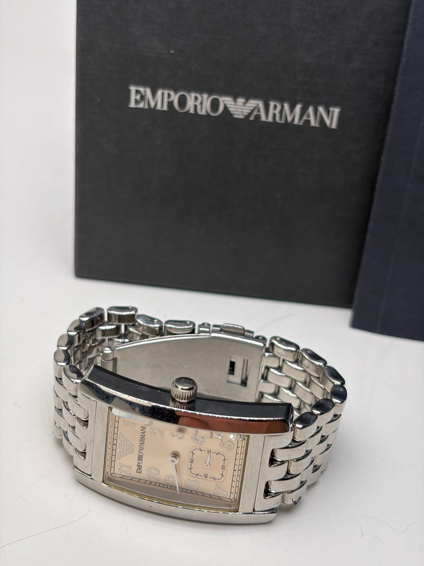 Vintage Emporio Armani Bracelet Watch Silver Cream