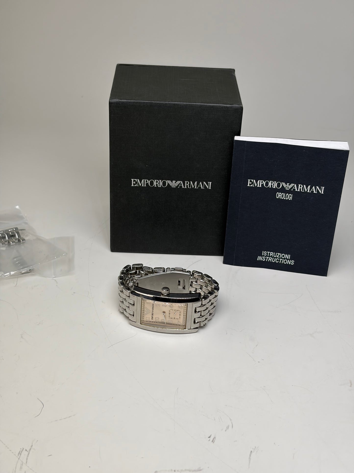 Vintage Emporio Armani Bracelet Watch Silver Cream