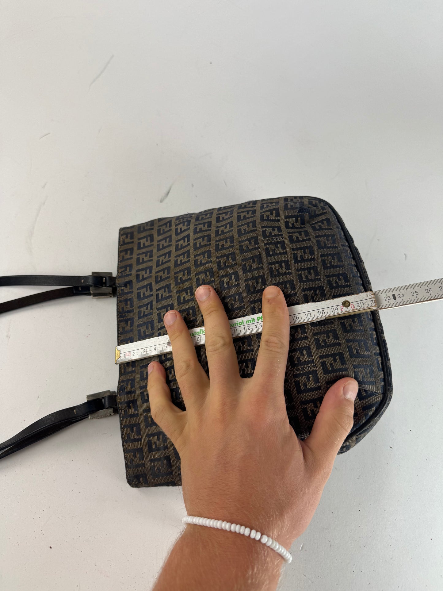 Vintage Fendi FF monogram leather Canvas Bag black brown