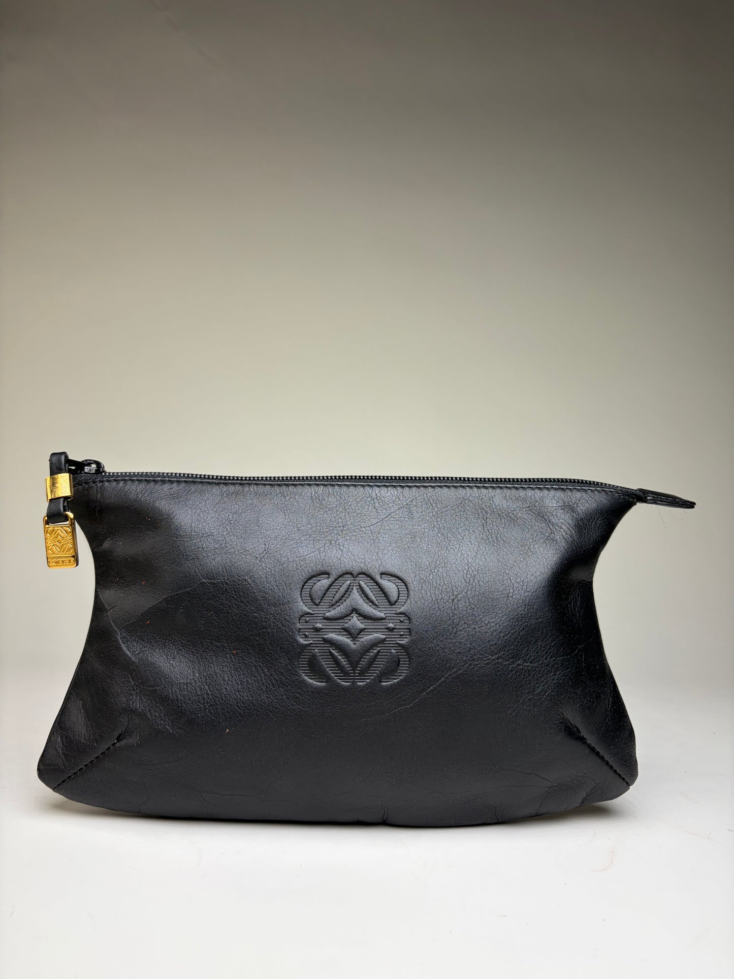 Vintage Loewe Soft Leather Pouch Black Gold
