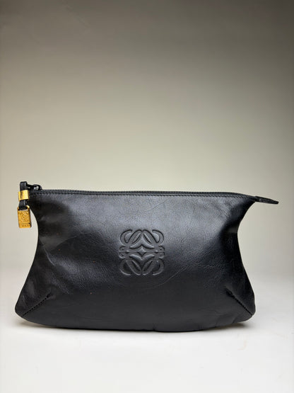Vintage Loewe Soft Leather Pouch Black Gold