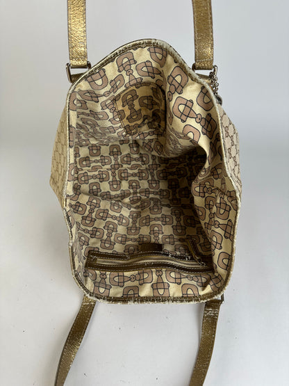 Vintage Gucci GG Canvas Tote Early 2000s Beige Brown