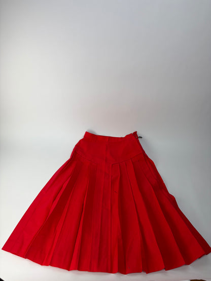 Vintage Dior Cotton Midi Skirt Bright Red Late 1990s M