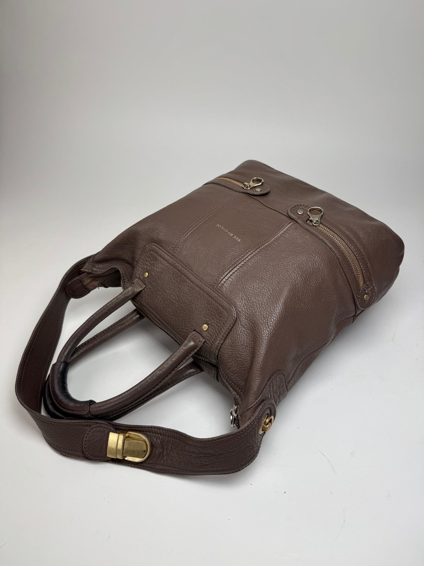 Vintage Chloe 2Way Leather Handbag Brown
