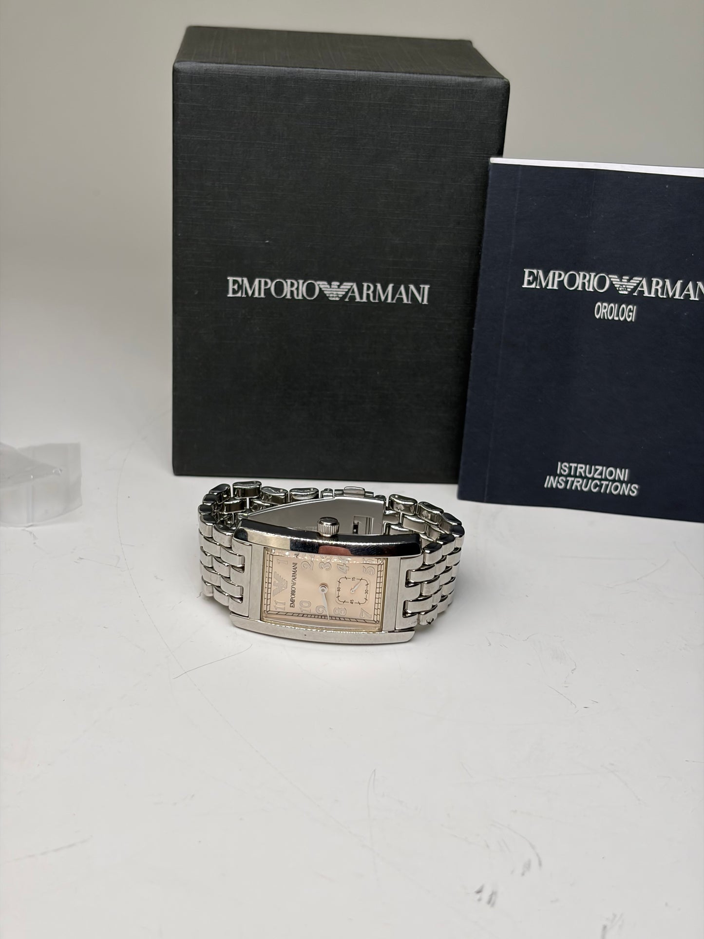 Vintage Emporio Armani Bracelet Watch Silver Cream