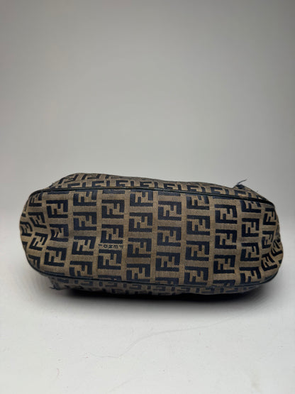 Vintage Fendi FF monogram leather Canvas Bag black brown