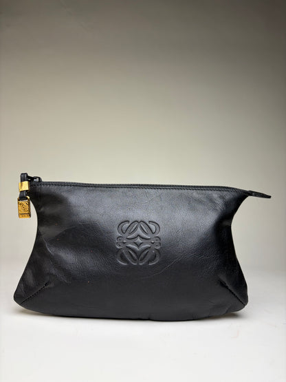 Vintage Loewe Soft Leather Pouch Black Gold