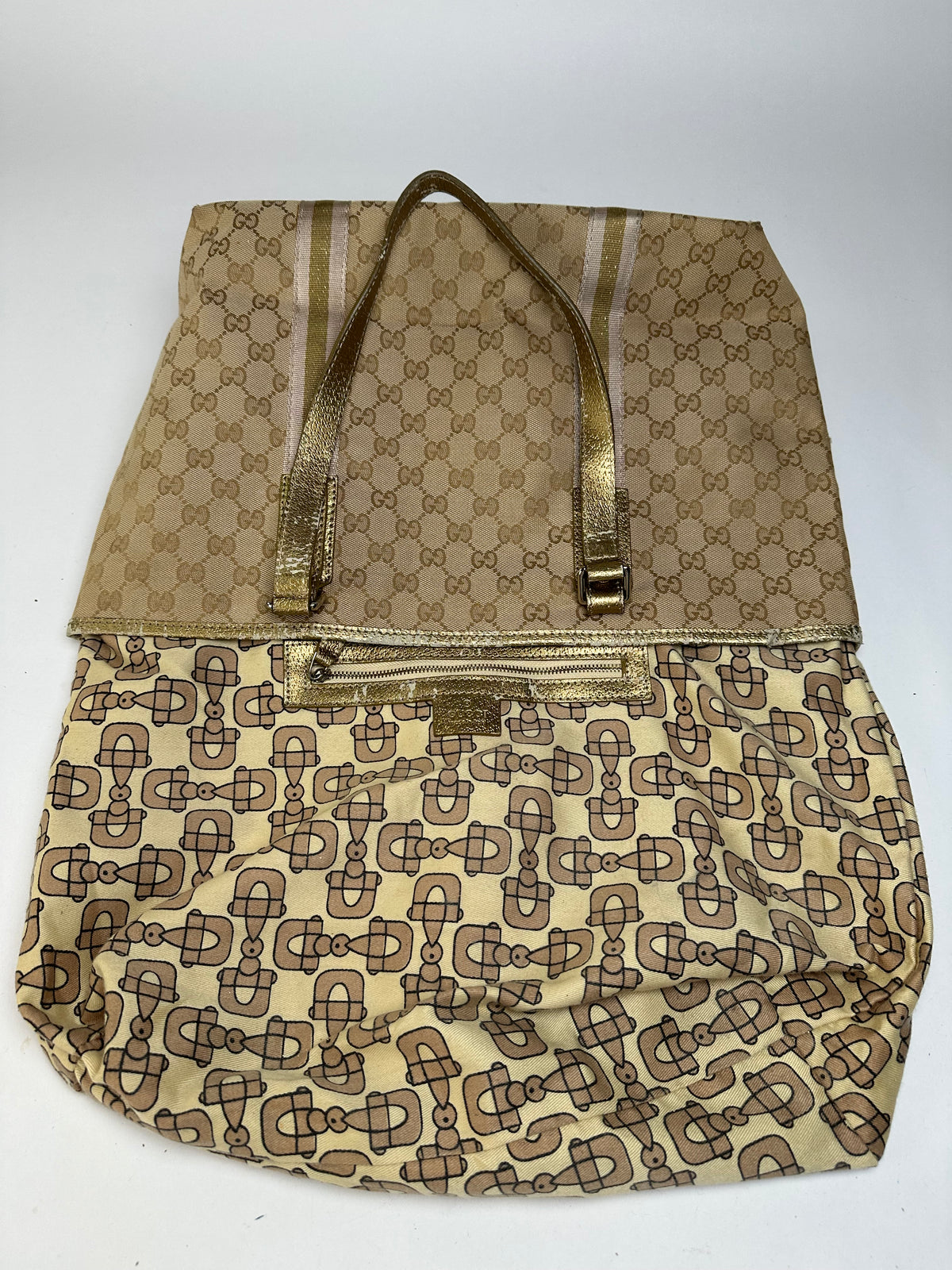 Vintage Gucci GG Canvas Tote Early 2000s Beige Brown