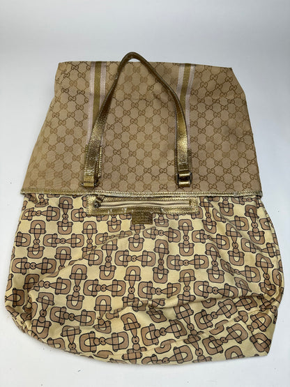 Vintage Gucci GG Canvas Tote Early 2000s Beige Brown