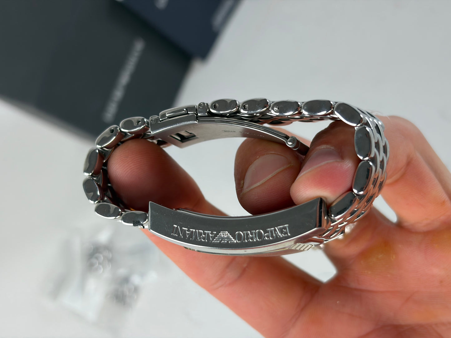 Vintage Emporio Armani Bracelet Watch Silver Cream