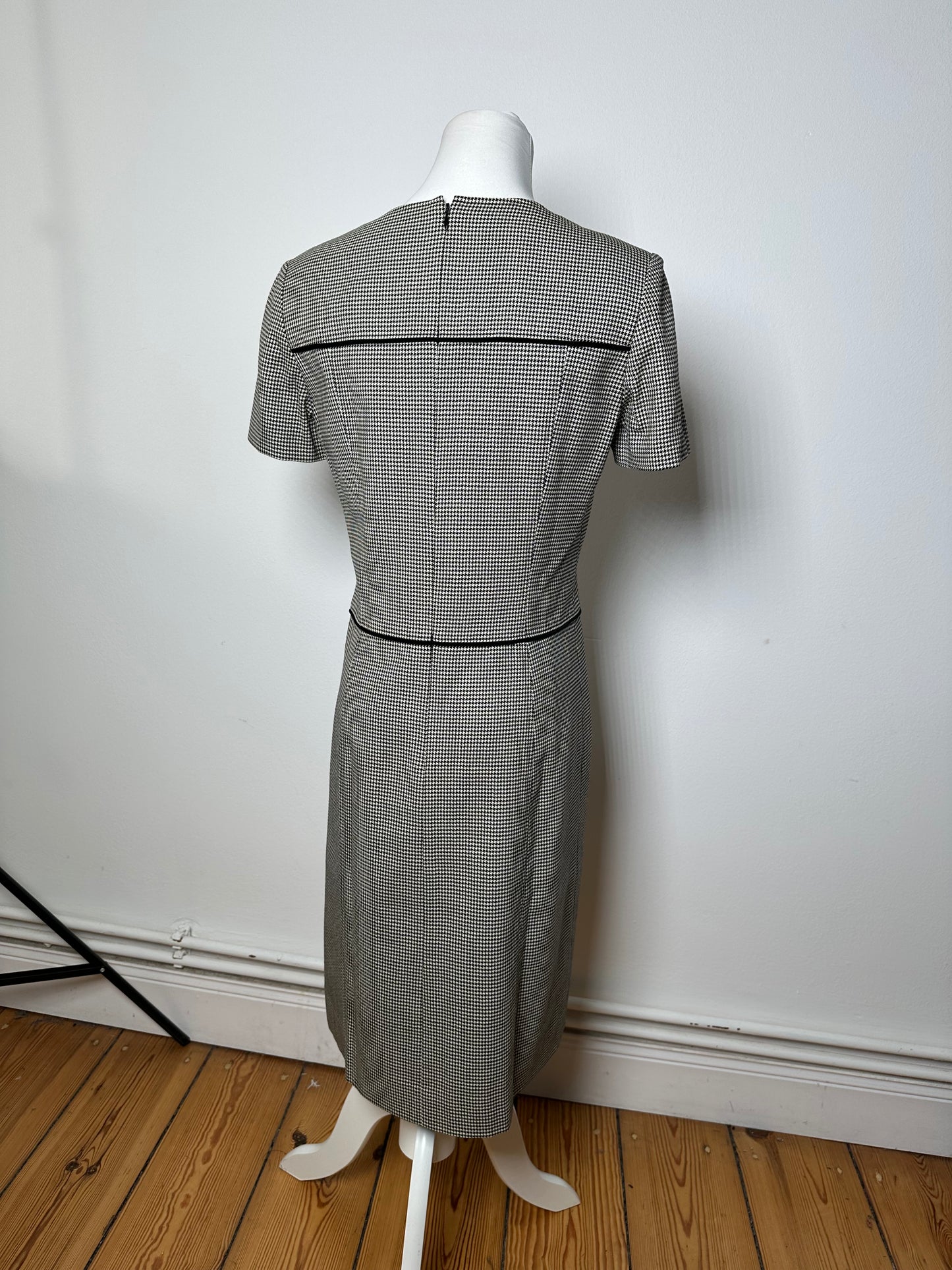 Vintage Courreges Checked Dress Black White M