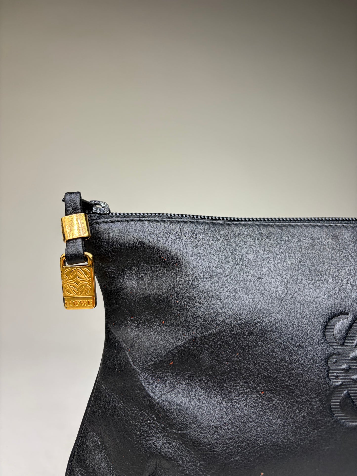 Vintage Loewe Soft Leather Pouch Black Gold