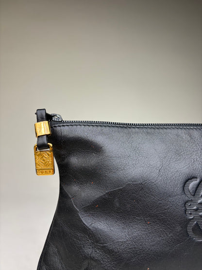 Vintage Loewe Soft Leather Pouch Black Gold