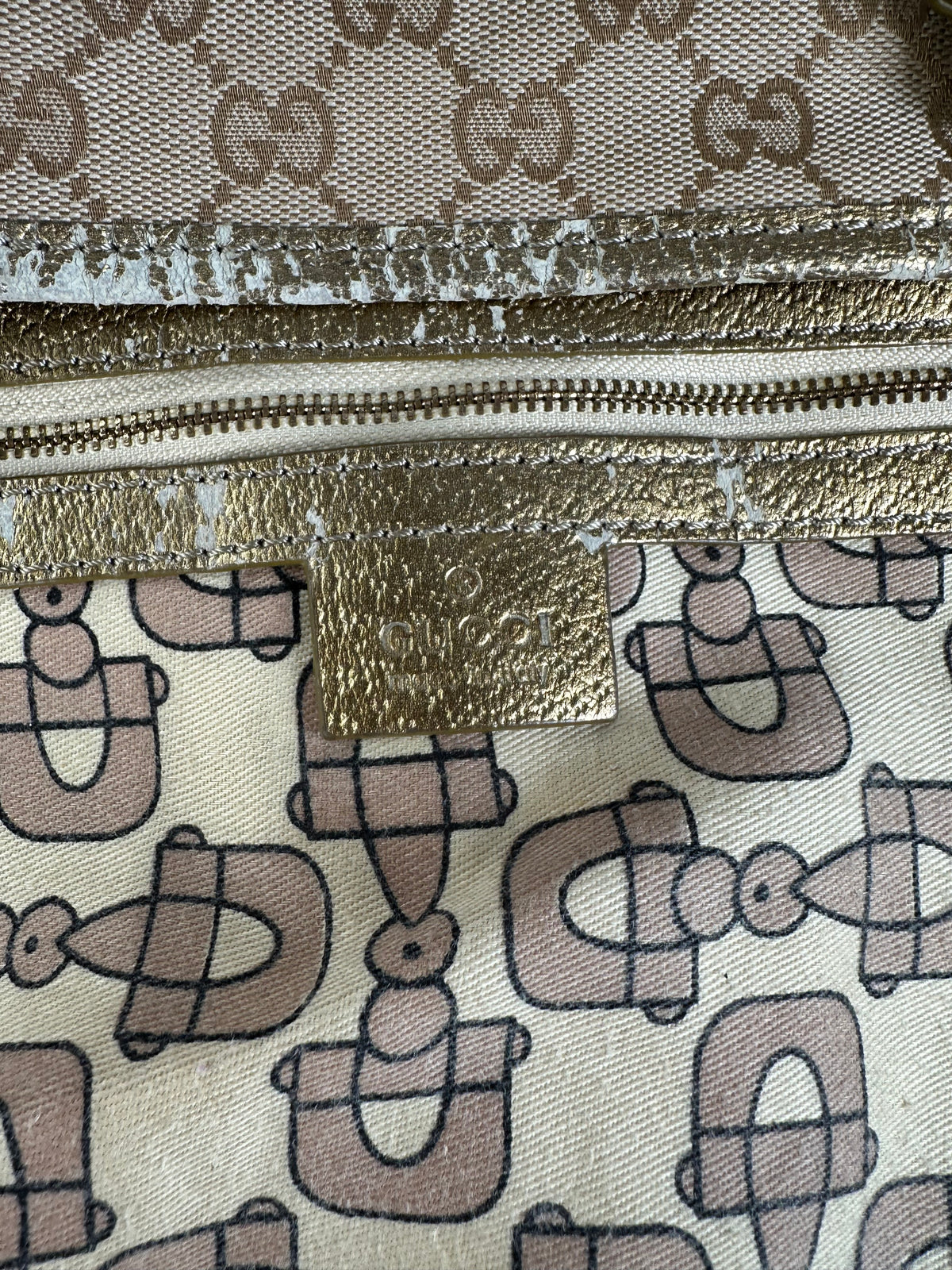 Vintage Gucci GG Canvas Tote Early 2000s Beige Brown