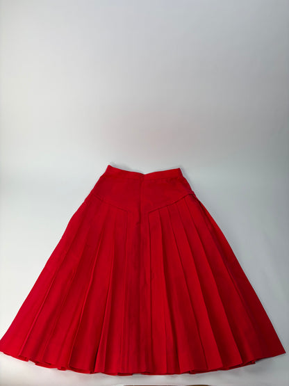 Vintage Dior Cotton Midi Skirt Bright Red Late 1990s M