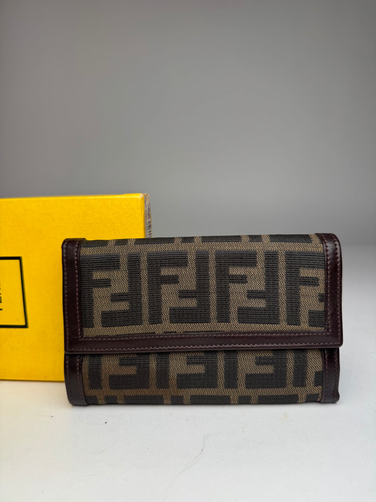 Vintage Fendi FF Monogram Wallet Brown