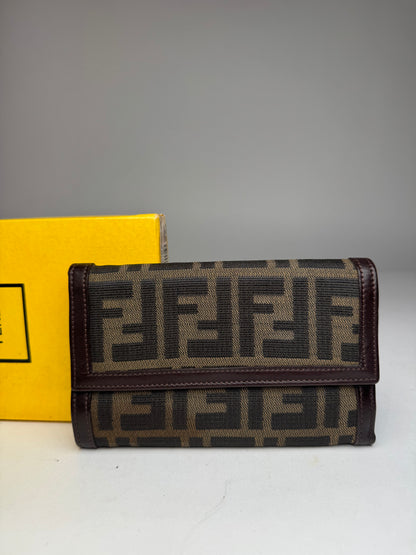 Vintage Fendi FF Monogram Wallet Brown