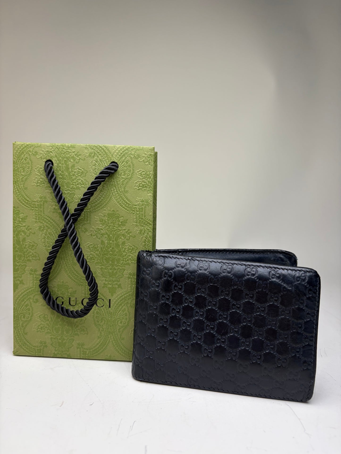 Vintage Gucci GG Monogram Leather Wallet Black