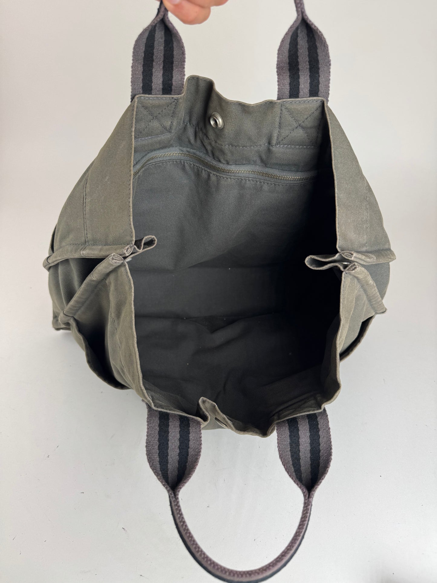Vintage Hermes Canvas Shopper Grey