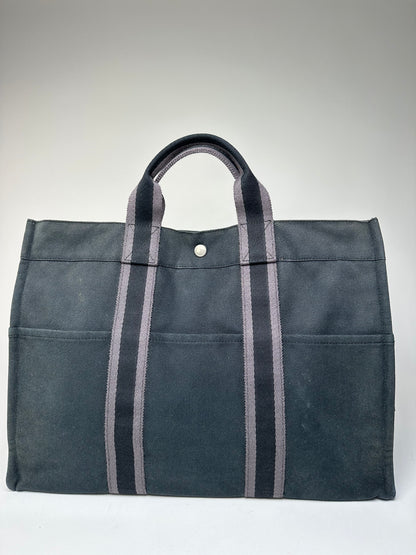 Vintage Hermes Canvas Tote Bag Black