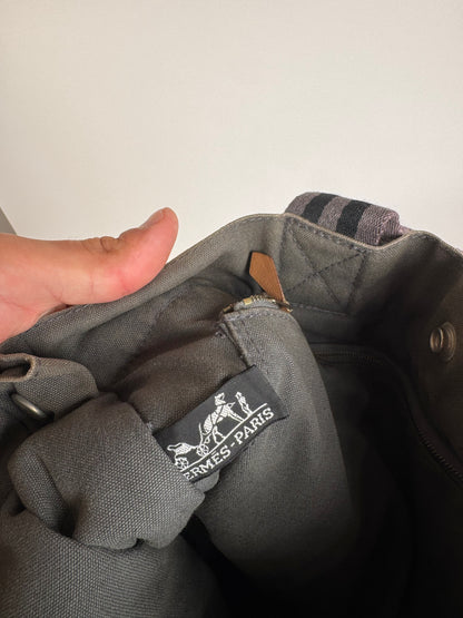 Vintage Hermes Canvas Shopper Grey