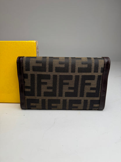 Vintage Fendi FF Monogram Wallet Brown