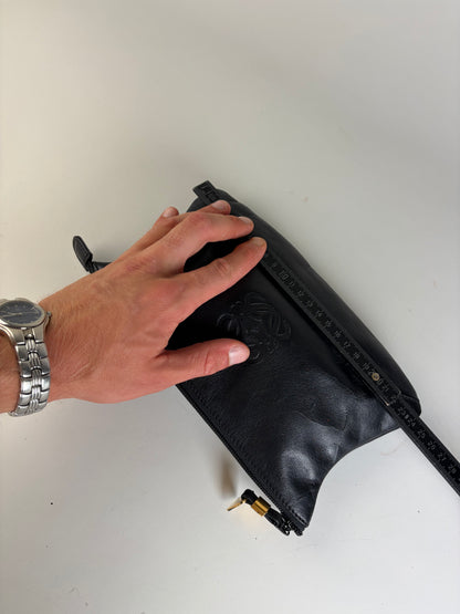Vintage Loewe Soft Leather Pouch Black Gold