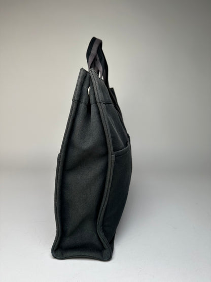 Vintage Hermes Canvas Tote Bag Black