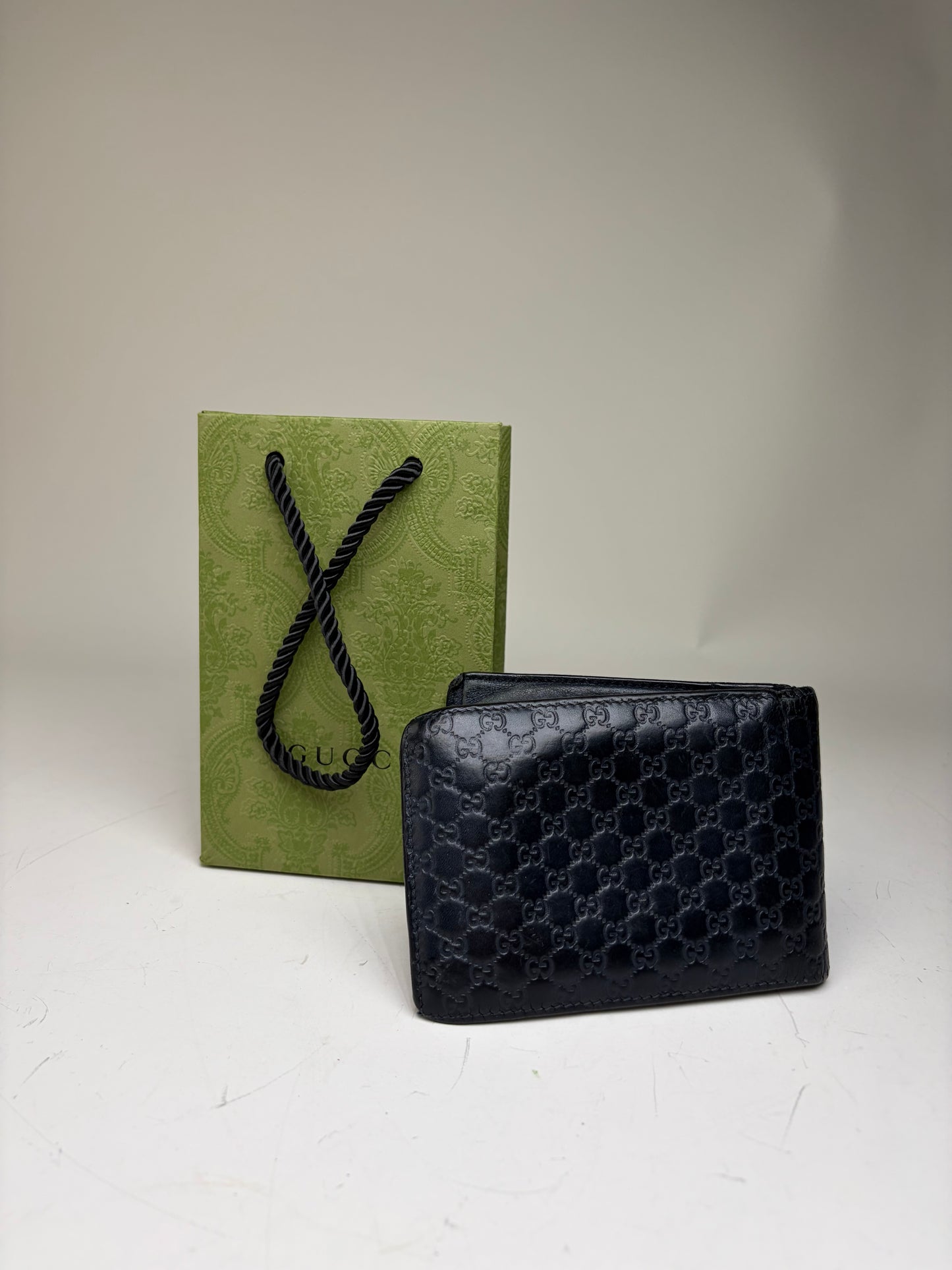 Vintage Gucci GG Monogram Leather Wallet Black