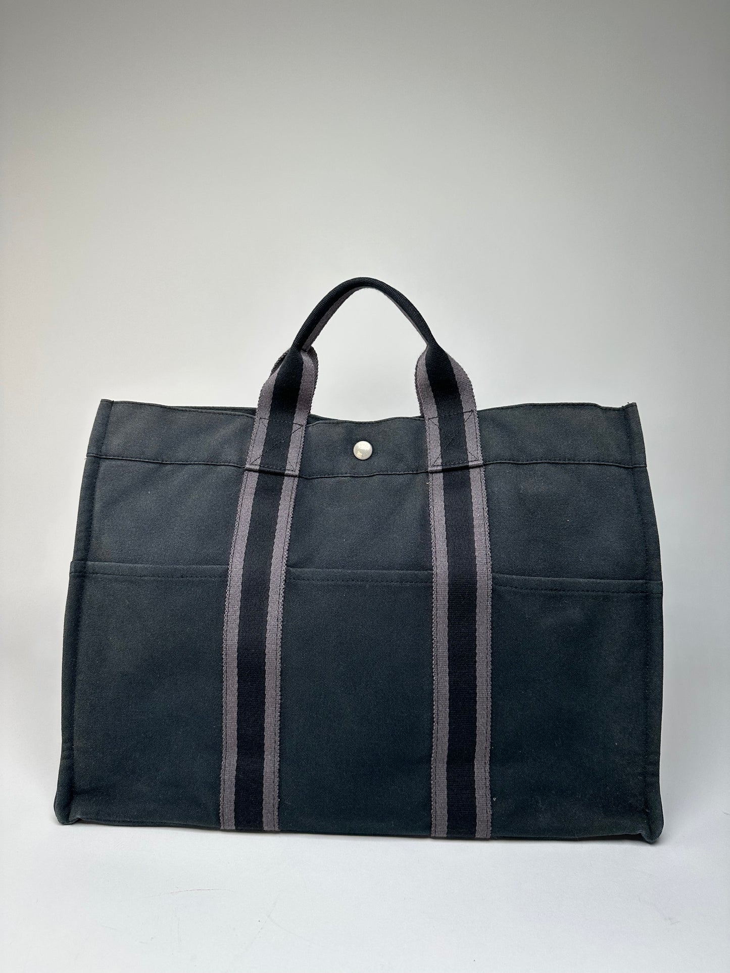 Vintage Hermes Canvas Tote Bag Black