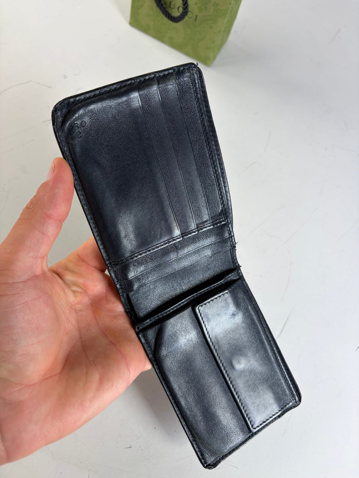 Vintage Gucci GG Monogram Leather Wallet Black