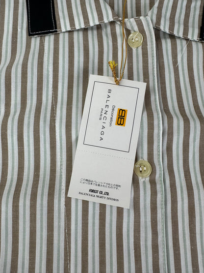Vintage Balenciaga Men's Striped Cotton Shirt Cream Beige M