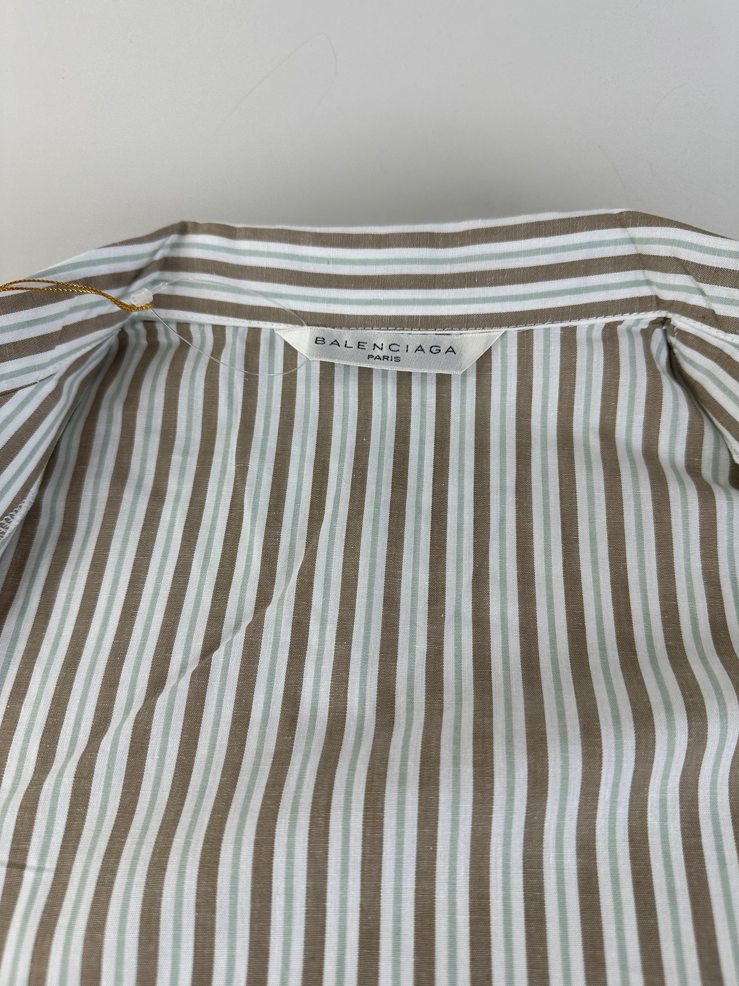 Vintage Balenciaga Men's Striped Cotton Shirt Cream Beige M