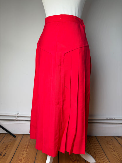 Vintage Dior Cotton Midi Skirt Bright Red Late 1990s M