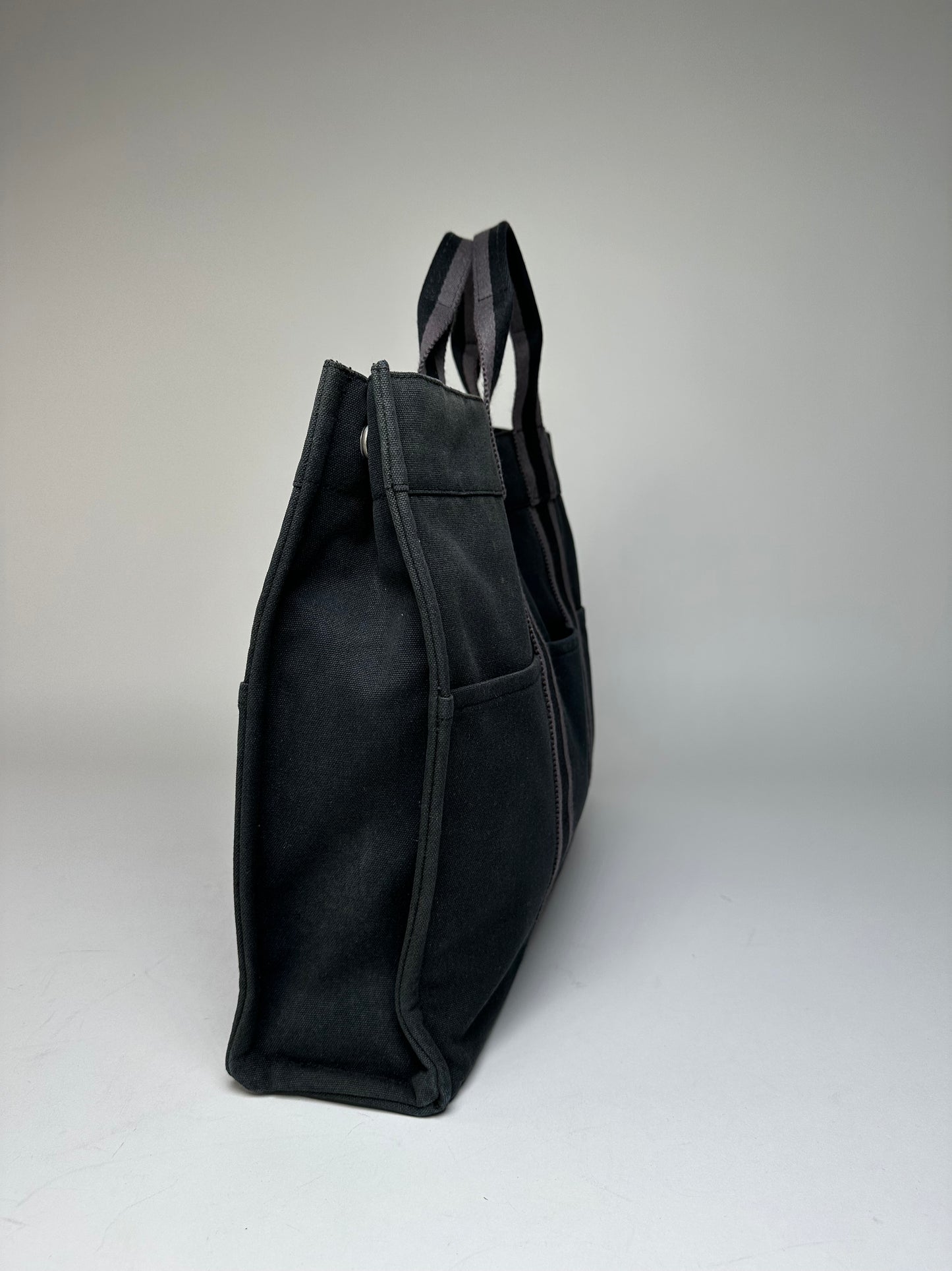 Vintage Hermes Canvas Tote Bag Black