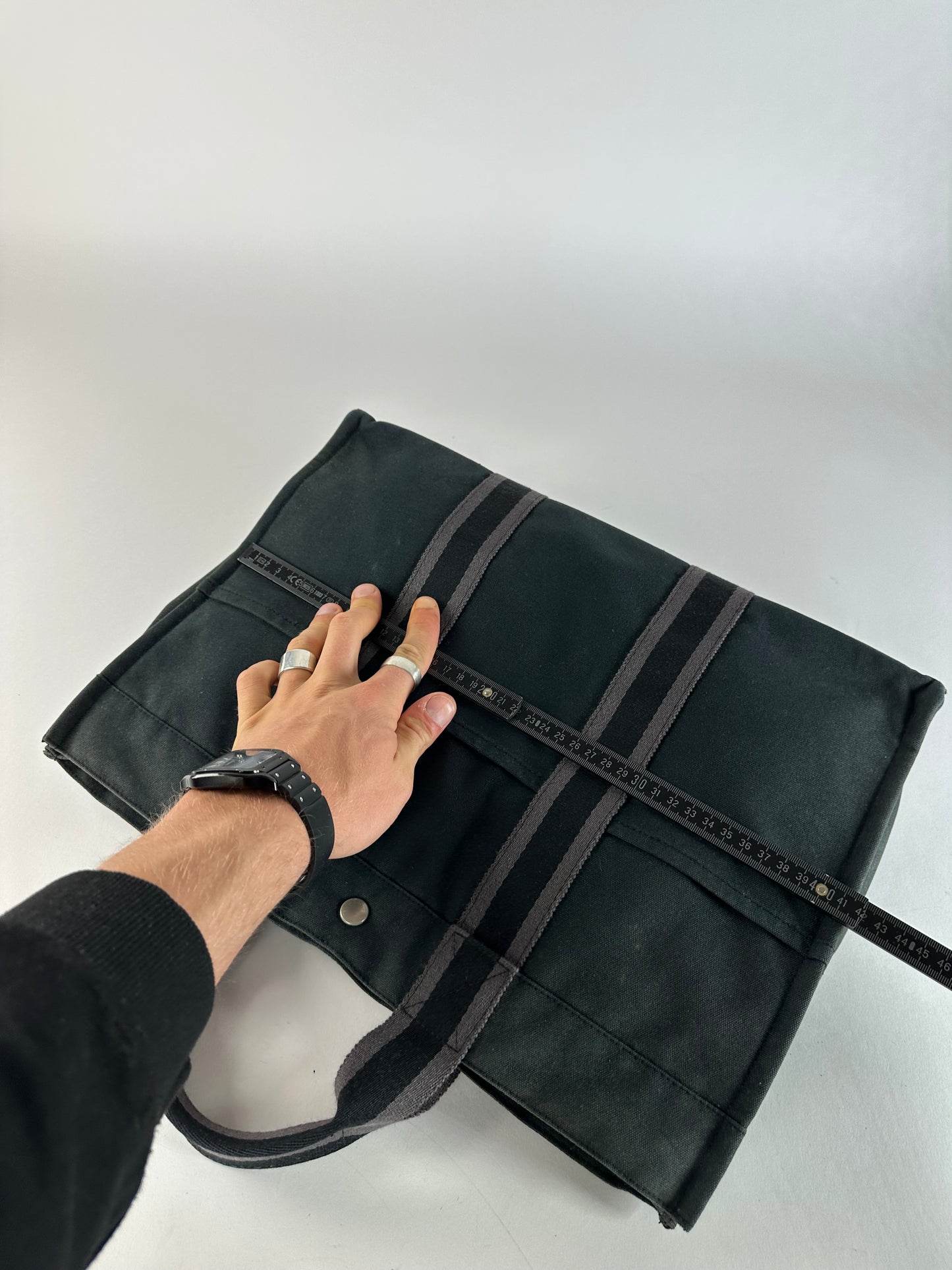 Vintage Hermes Canvas Tote Bag Black