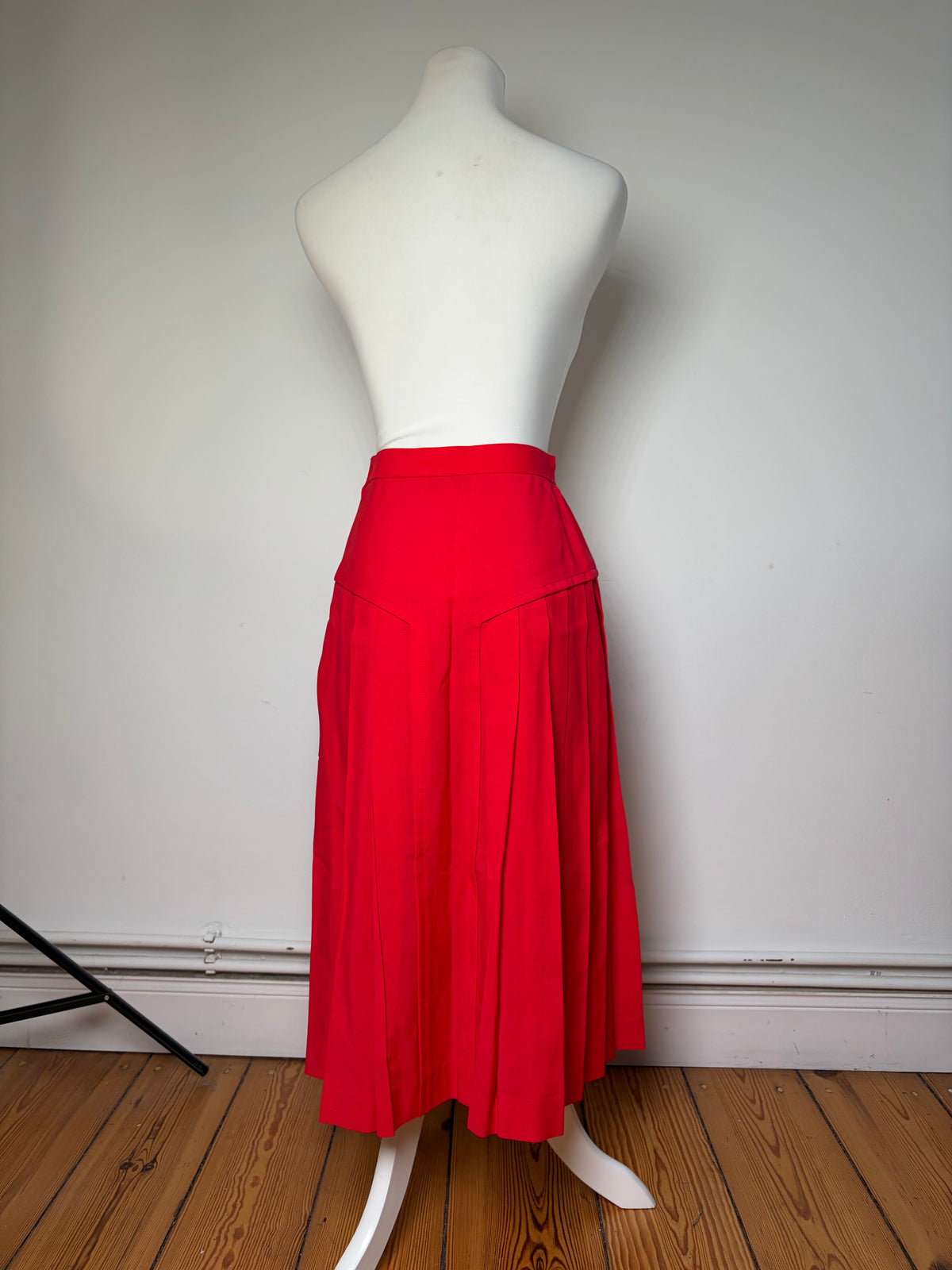 Vintage Dior Cotton Midi Skirt Bright Red Late 1990s M
