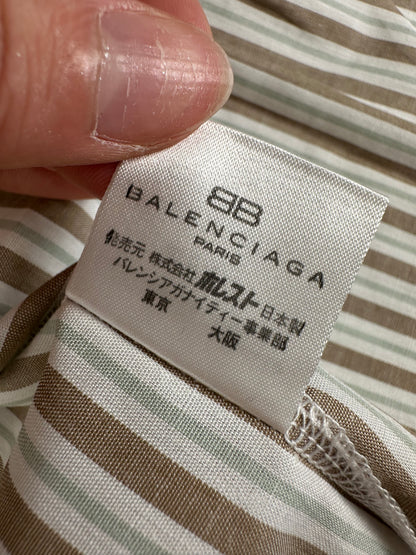 Vintage Balenciaga Men's Striped Cotton Shirt Cream Beige M