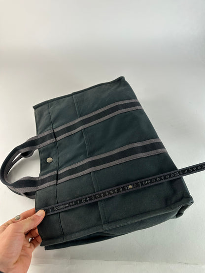 Vintage Hermes Canvas Tote Bag Black
