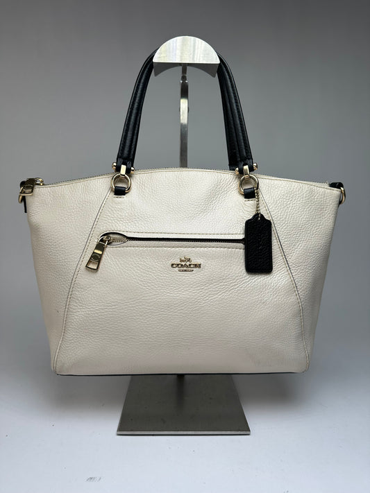 Vintage Coach Pebbled Leather Structured Tote c. 2010s Cream