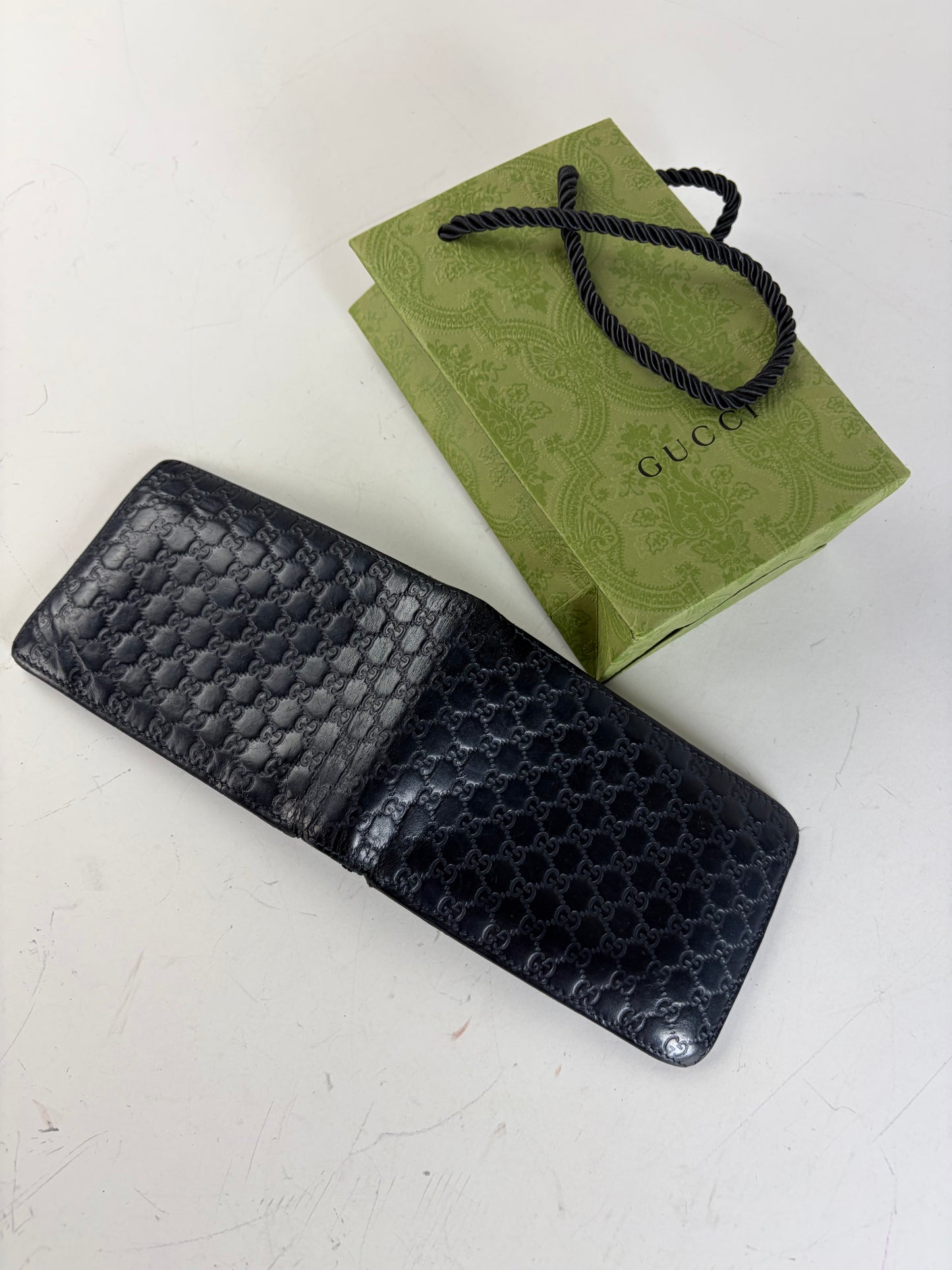 Vintage Gucci GG Monogram Leather Wallet Black