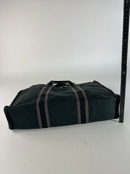 Vintage Hermes Canvas Tote Bag Black