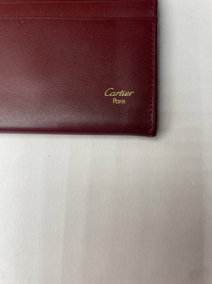 Vintage Cartier Leather Logo Card Holder Burgundy