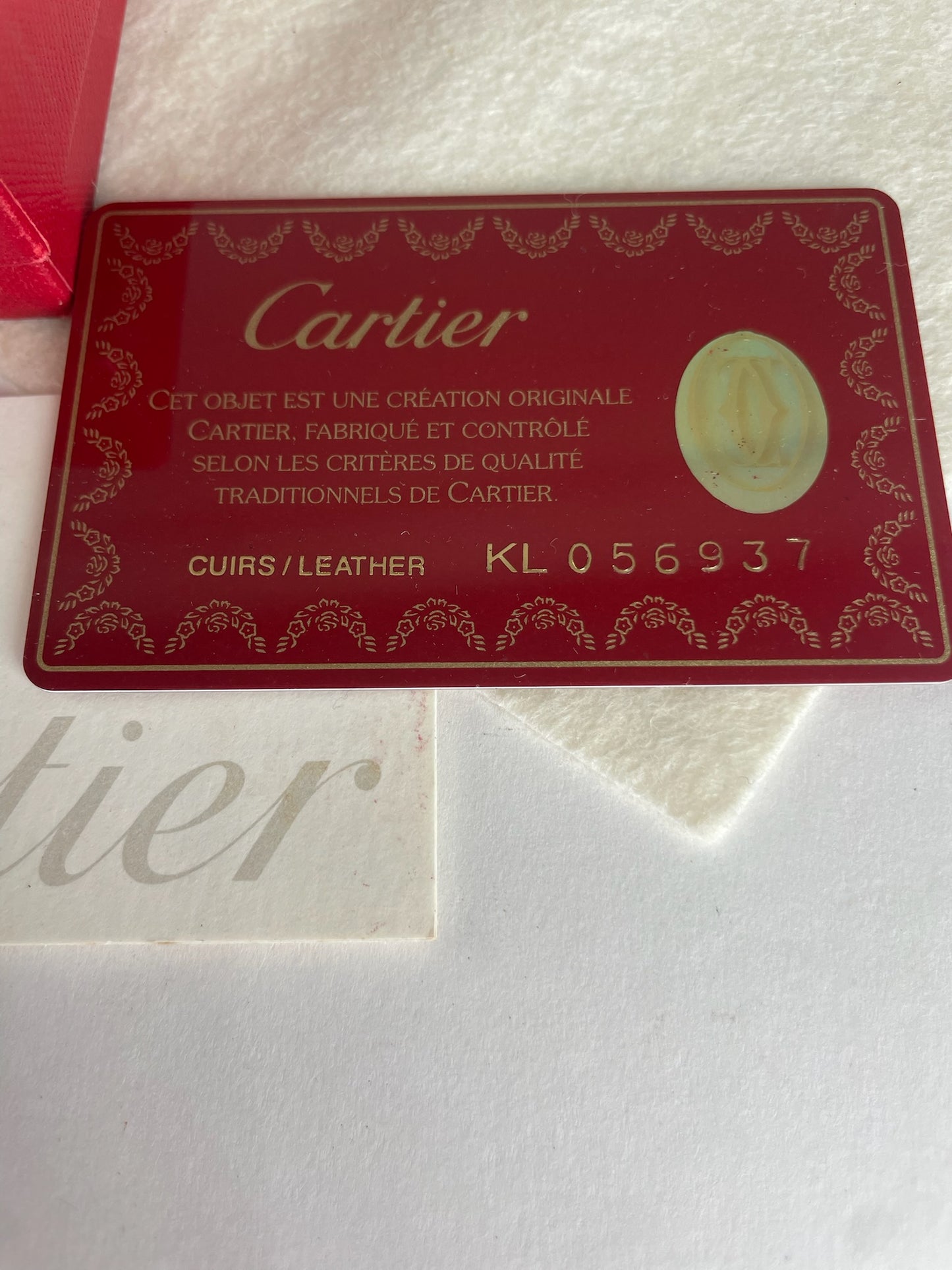 Vintage Cartier Leather Logo Card Holder Burgundy