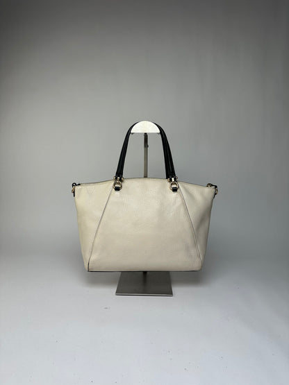 Vintage Coach Pebbled Leather Structured Tote c. 2010s Cream