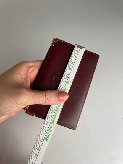 Vintage Cartier Leather Logo Card Holder Burgundy