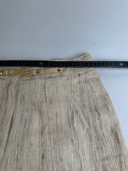 Vintage Celine Silk Trousers Cream Gold Clasp M